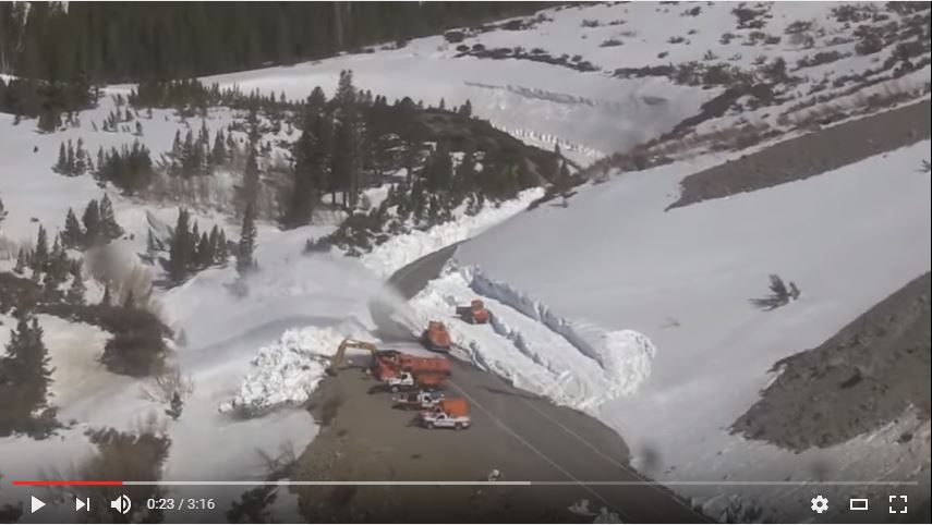Watch: Workers Remove Snow from Tioga Pass In Yosemite 